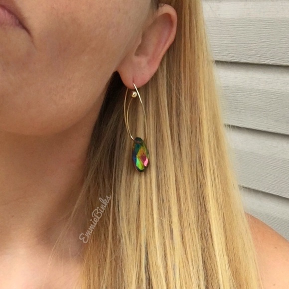 💥3/$28 New MultiColored Dimensional Rainbow Crystal Bead Drop Threader Earrings - Picture 12 of 15